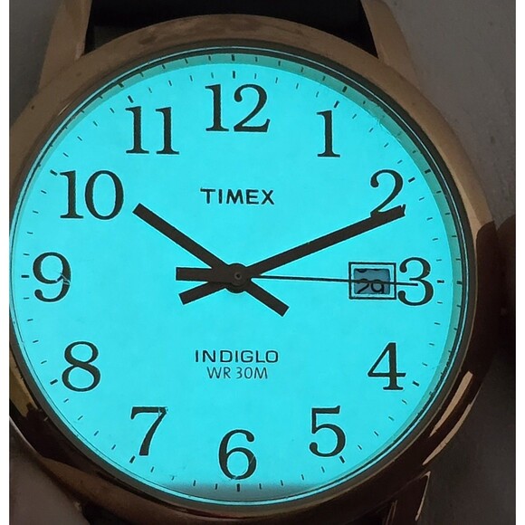 Unisex Timex Indiglo Round Date Rose Gold Tone White Dial Black Leather Watch 13 - Picture 6 of 9